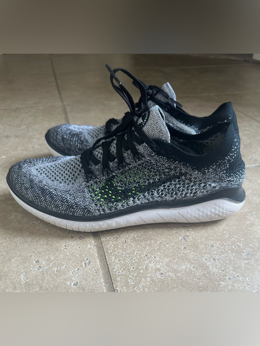 Nike Women's Flyknit Running Shoes - Black, Gray & Green